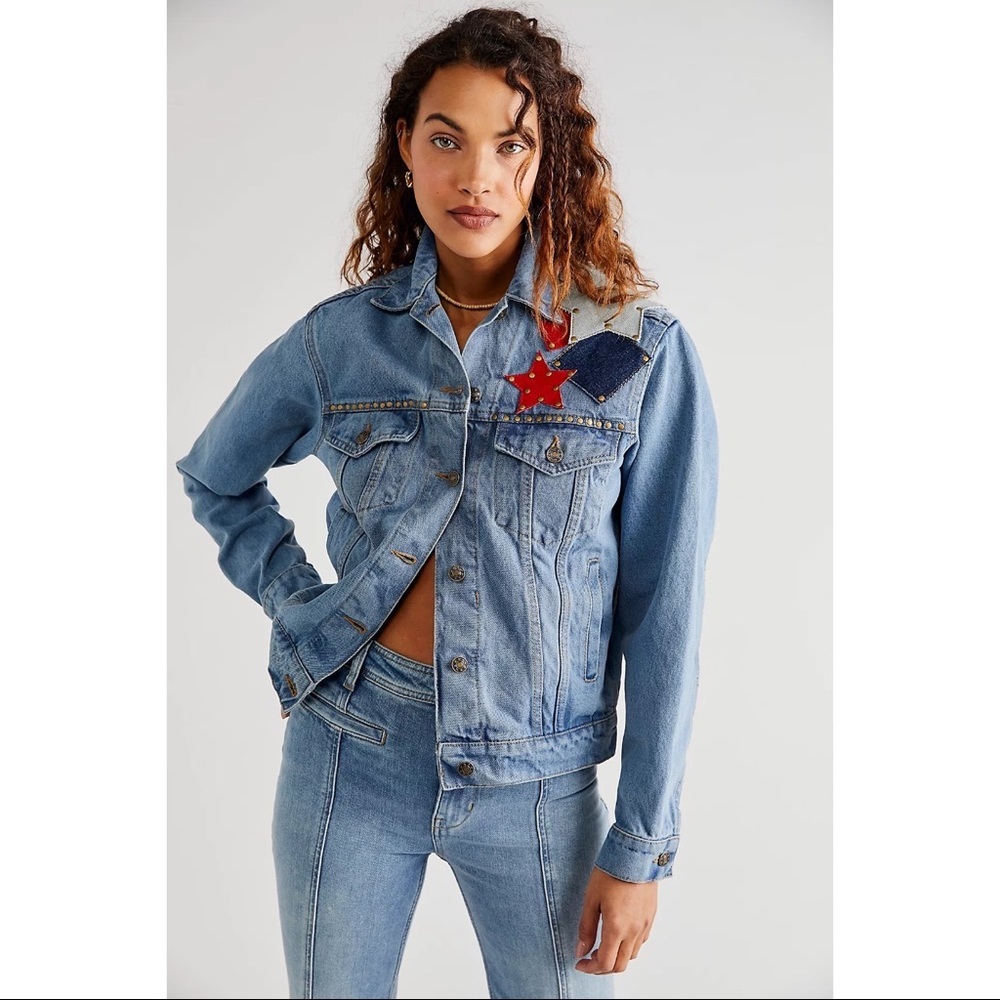 NWT Free People X Understated Leather Lone Star Denim Jacket - Picture 13 of 14